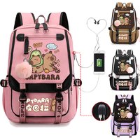 Capybara Backpack For Women Girls Large Capacity USB Charging Bags Children Teeneger School Backpack Cute Capybara Schoolbags