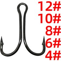 50Pcs Double Fishing Hook Carbon Steel Crank Barbed Jig Hook for Carp Fishing Fly Tying Soft Lure Fish Accessories