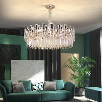 Postmodern Luxury Chandelier Suspend LED Lighting Fixtures Gold Black Crystal Round Oval Hanging Lamp For Living Room Decoration