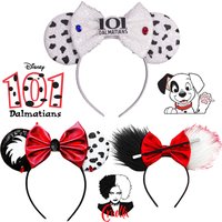 Disney Cruella Ears Headbands Kids Anime 101 Dalmatians Hair Accessories Women Cosplay Cruella De Vil Hairband For Girl Festival