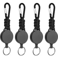 Retractable Keychain Duty Carabiner Badge Holder Retractable Badge Reel ID Holder Steel Cord and Paracord Extendable Key Ring