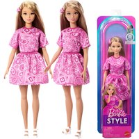 Original Barbie Fashionistas Doll Blond Hair Pink Paisley Clothes Shirt Platform Sandal Hair Clip Dress-up Gift Toys Accessories