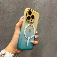 For iPhone 15 ProMax Pro 14 Plus Magsafe Double Color Gradient Case for iPhone16 11 12 13 Pro Max Matte Magnetic Slim Soft Cover