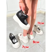 7-11cm Wedge Mary Jane Shoes Women Increasing Shoes Real Leather High Quality Elevator Shoes Chunky Platform Shoes
