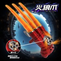 Fire Wolf Claw Toy Retractable Wolverine Claw with Spark Wheel Kids Cosplay Prop