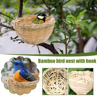 5pcs/1pc Bamboo Bird Nests Handmade Weaving Breeding Resting Bird House With Hook For Parrots Canary