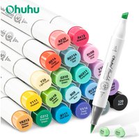Ohuhu Honolulu 24 Colors Marker Pen Set Alcohol Art Markers Refillable Dual Tips Sketching Drawing Manga School Art Supplies