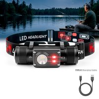 New Type-C White Red LED Dimming headlamp18650 headlight Torch head lamp Headlamp Memory Function Flash light Fishing Headlamps