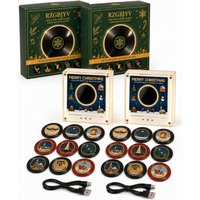 Christmas Vinyl Player Fridge Record NFC Magnetic Music Box Set, with 9 Vinyl Style Discs,Suitable for Christmas Decor Gifting