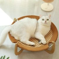 Summer Rattan Weave Cat Beds Breathable Cool Mats Detachable Washable Pet Nest Indoor Kitten Puppy Hammock Dogs Marching Bed