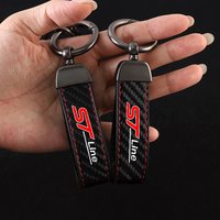 High Quality Leather Car Keychain Anti-Loss Pendant For Ford ST-line Focus Mondeo Ecosport Kuga Mk3 4 Fiesta Keyring Accessories