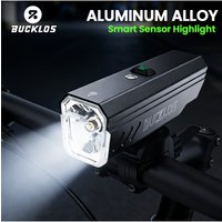 AliExpress BUCKLOS Bicycle Light Highlight Smart Sensor Lamp Type-C Rechargeable Aluminum Alloy Bike Front Lighting MTB Cycling Accessories