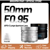 Brightin Star 50mm F0.95 APS-C Mirrorless Camera Lens Portrait for Sony E ZVE10 Fujifilm XF Canon EOS M Nikon Z Canon RF-S M43