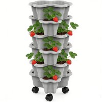 Plant Tower Indoor 6-Tier With Wheels Space Saving Stackable Vertical Planter Tower For Indoor Outdoor Home Yard Patio Raised