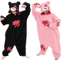 Black Pink Gloomy Blood Bear Cosplay Costume Fleece Animal Onesies Pajamas Adult Halloween Role Play Costume Pyjamas Sleepwear