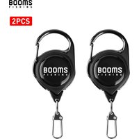 Booms Fishing Retractable Key Chain 2pcs with Antirust Spring Easy Release Badge Holder Fly Fishing Zinger Retractor Accessories