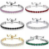 Adjustable Tennis Chain Bracelet for Women Crystal Rhinestone Beaded Geometric Design, Elegant Fashion Jewelry Gift for Wedding
