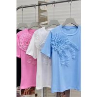 Flowers Stitch Short Sleeve Cotton T-shirt Youthful Woman Clothes T-shirts for Women Summer Tops Tees Women's Clothing Sales