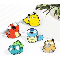 FUNISM Kawaii Anime Enamel Pins Cute Psyduck Pikachu Charmander Brooch Metal Badge for Kids Hat Pins Accessories Gifts