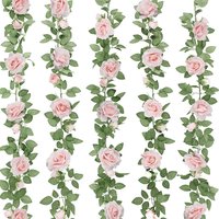 1pc 2M Pink Flower Garland Fake Rose Vines for Tea Party Mother's Day Decorations Artificial Floral Garland Hanging Decoration