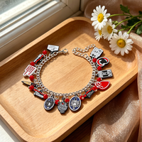 the Vampire Diaries Charm Bracelet - Damon & Stefan Characters Mystic Falls Theme Cartoon Jewelry Accessory for Fans