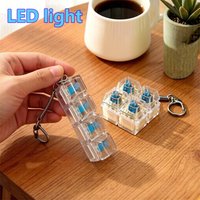 LED Keyboard Fidget Toys Crystal Keycap Keychain Stress Relief Fingertip Gadget Decompression Toys Clicker Fidget Toy