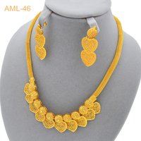 Dubai 24K Gold Plated Necklace Earrings Jewelry Set For Women Heart African Indian Nigeria Bridal Wedding Party Gift Jewellery