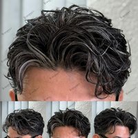 Nicht nachweisbarer natürlicher Haaransatz, dünne Haut, PU-System, Herrenhaar-Kapillarprothese, Schwarz, Grau, 1B20, 1B40, Hautbasis, langlebiges Toupet