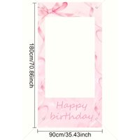 Sweet Pink Bow Happy Birthday Party Photo Booth Props - Birthday Photo Background Banner