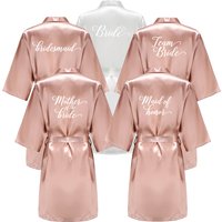 Rose Gold Satin Team Bride Bridesmaid Robe Wedding Bathrobe Gown Women Dressing Sleepwear Mother Maid of Honor Kimono