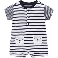 Infant Boys Rompers Summer Short Sleeve Jumpsuit For Newborn Baby Girls Summer Clothes Bamboo Cotton with Pockets Stripe Print