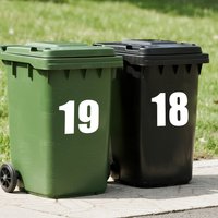 2pcs/sheet White Number Stickers Trash Can Labels Waterproof for Wheeled Dumpsters Large Trash Cans Car Bins Garage Organization