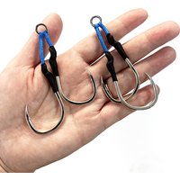 2Pairs/bag Double Barbed Assist Hooks High Carbon Steel Fishing Lure Accessories Glow Jig Lure Hooks Slow Jigging Hooks pesca
