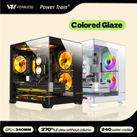 Power Train Coloured Glaze PC Case Sea View Room 270°full view without column Desktop Chassis Support 240 Water Cooler