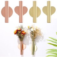 1PCS Rose Golden Vase Wall Holder Stainless Steel Fake Flowerpot Wedding Decor Holder Living Room Wall Mirror Vase Home Decor