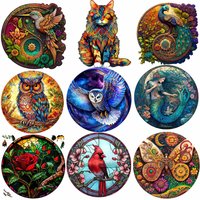 Colorful cat Animal Shaped Puzzle for Adult Children interaction Educational Toy Birthday Gifts Intelligent Wood jigsaw