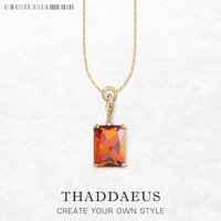 Charm Necklace Square Stone, Autumn New Fine Jewelry Highlight a Timeless Europe 925 Sterling Silver Bijoux Gift For Women