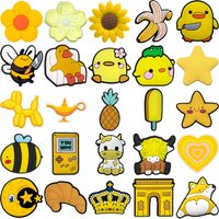 1PCS Yellow Style Shoe Charms Cute Highland Cow Duck Honeybee Balloon Dog Shoe Accessories Women Men Shoe Buckle for Clog Gift