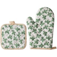 2 pcs Anti Scald Oven Gloves Cotton Lining Heat-Resistant Oven Mitts and Pot Holders Thickened Non-slip Baking Oven Mitts