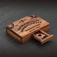 3.3x2.2x1cm Mini Ouija Board With Drawer Wooden Miniature Spirit Board Miniatures With Planchettes Divination Tools Home Decor