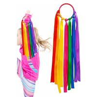 Dance Ribbons Rainbow Twirling Wrist Streamers Rhythm Ribbon for Ballet Gymnastics, Holiday Stage Performance Photography