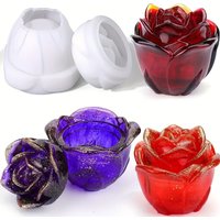 1 set of rose resin molds for casting DIY jewelry boxes, candy jars, home decor items, and scented candles using epoxy resin
