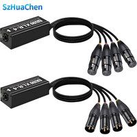 1Pair 4-Channel 3-Pin XLR Or 6.3Mm Audio And DMX Over Network Cable Extender, DMX512 Network Signal Extender Male+ Female