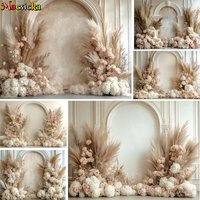Mocsicka Arch Backdrop Retro Boho Maternity Pampas Grass Flowers Background Wedding Birthday Portrait Decor Photo Studio