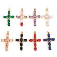 1 Piece Copper Religious Cross Pendants Gold Color Metal Charms For DIY Making Necklace Bracelets Jewelry Findings 4cm x 2.3cm
