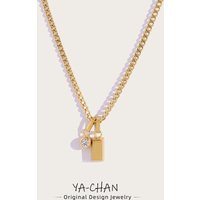 YACHAN 18K Gold Plated Metal Solid Stainless Steel Pendant Necklace for Women Thick Charm Trendy Tarnish Free Jewelry
