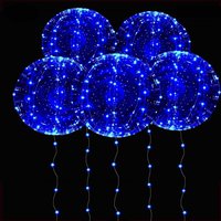 3set Blue LED Light Bobo Balloons Birthday Wedding House Decor 3m String LED Bubble Ballon Transparent Glow in the Dark Balloons