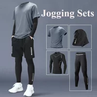 Fitness Clothes Ice Silk Quick Drying T-shirt Suit Men Short Sleeve Running Sportswear Shorts Tracksuit Gym Sports Training Sets