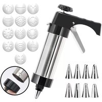 Multipurpose Aluminum Cookie Maker Press Kit Manual Churros Maker Machine Cookie Biscuit Press Kit Press Gun Biscuit Tools Set