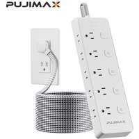 PUJIMAX Power Strip With 10 Outlets 1.5M Braided Cable Surge Protector Multi Socket Extender with Switch For Home Office